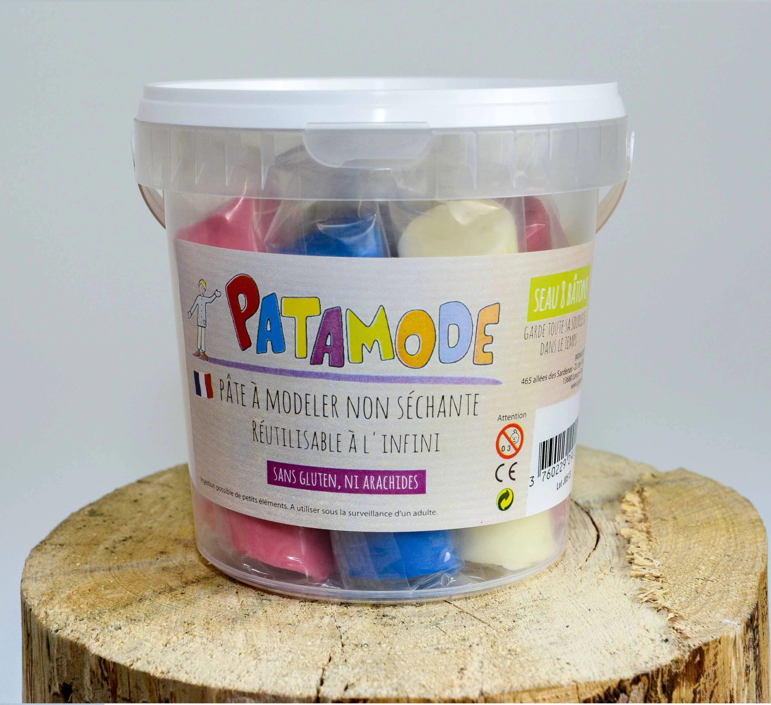 Pâte à modeler végétale qui ne sèche pas Seau 8 Bâtons Patamode