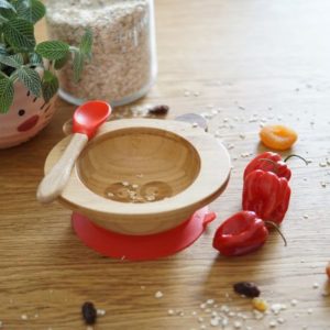 Set de repas bébé Bol et cuillère Rouge – Cap Bambou