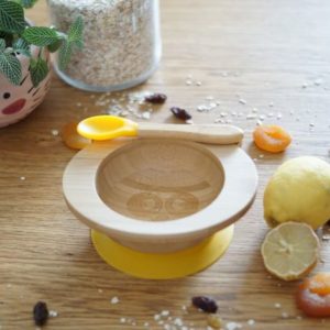 Set de repas bébé Bol et cuillère Jaune – Cap Bambou